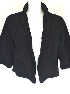 Vintage Black Tafetta Lined Cropped Jacket With Front Ruffle